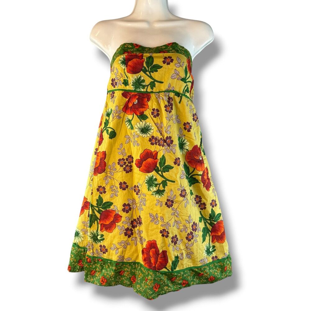 Flying Tomato Floral Midi Sleeveless Dress Boho/Fairy Cottage Size L 100% Cotton